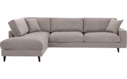Goossens Bank Jonas beige, stof, 3,5-zits, urban industrieel met ligelement links