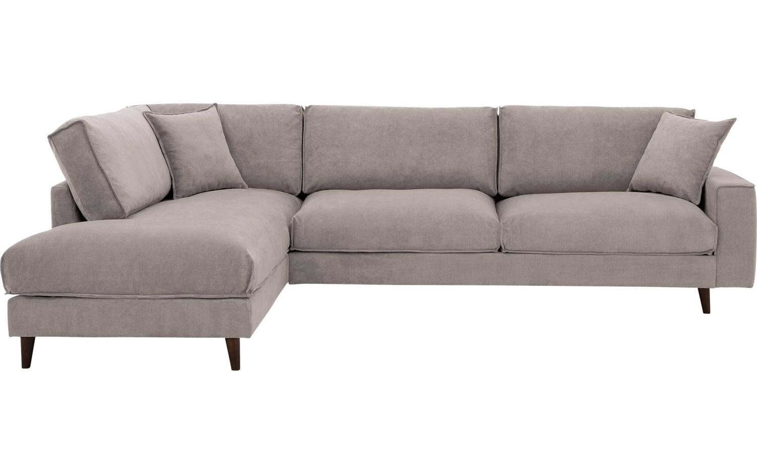 Goossens Bank Jonas beige, stof, 3,5-zits, urban industrieel met ligelement links