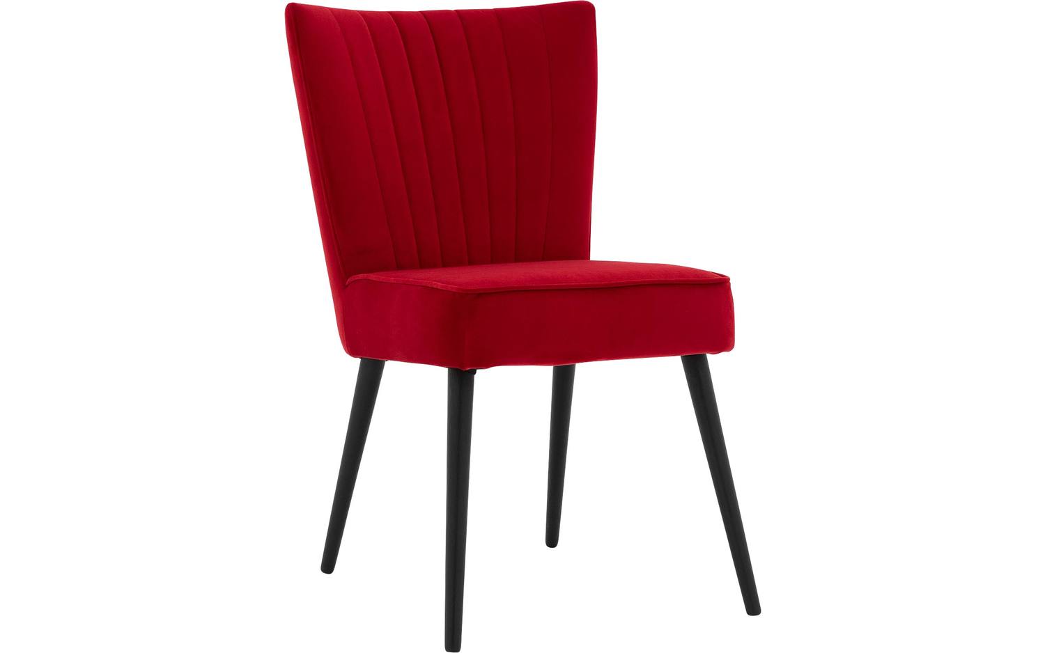 Goossens Eetkamerstoel Rob rood velvet stof leuning, urban industrieel