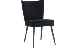 Goossens Eetkamerstoel Rob zwart velvet stof leuning, urban industrieel