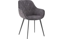 Goossens Basic Eetkamerstoel Ebi antraciet velvet stof met armleuning, elegant chic