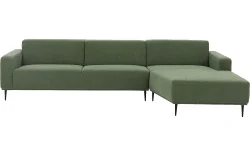 Goossens Excellent Hoekbank Prato groen, stof, 3-zits, modern design