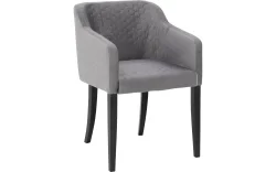 Goossens Eetkamerstoel Peda grijs stof met armleuning, elegant chic