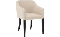Goossens Eetkamerstoel Peda beige stof met armleuning, elegant chic