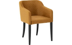 Goossens Eetkamerstoel Peda geel stof met armleuning, elegant chic