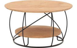 Goossens Salontafel Bellis rond, hout eiken blank, stijlvol landelijk, 80 x 45 x 80 cm