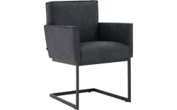 Goossens Excellent Eetkamerstoel Tom blauw micro leer met armleuning, urban industrieel
