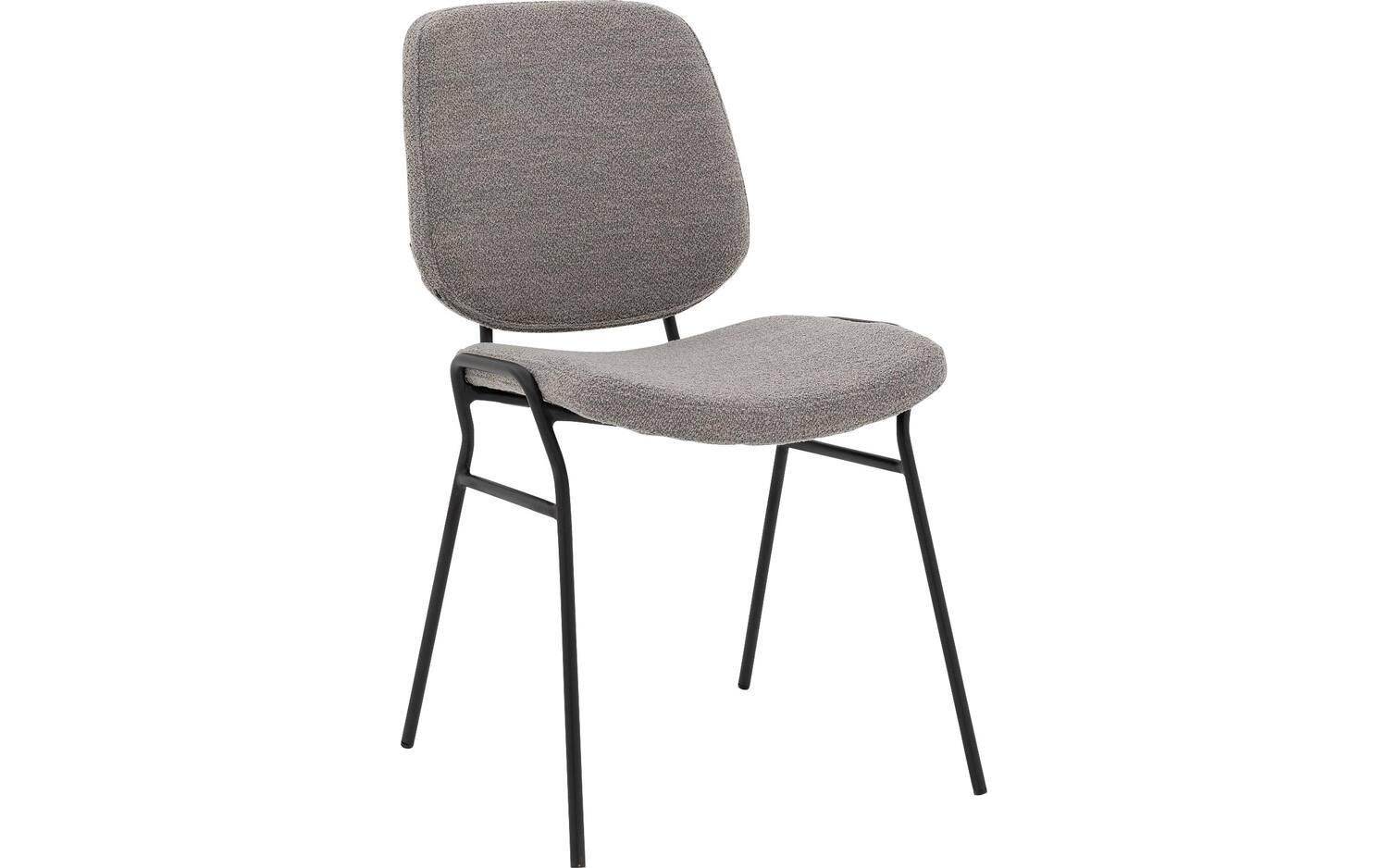 Goossens Eetkamerstoel Hjalmar grijs stof leuning, modern design