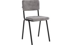 Goossens Eetkamerstoel Chaplin grijs velvet stof leuning, urban industrieel