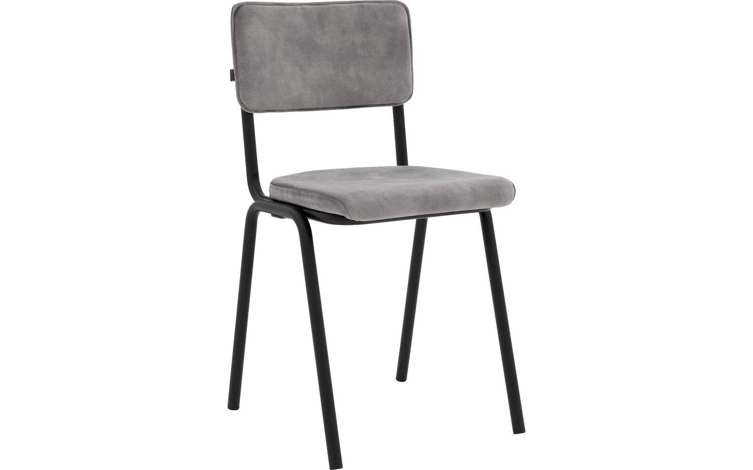 Goossens Eetkamerstoel Chaplin grijs velvet stof leuning, urban industrieel