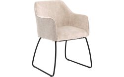 Goossens Eetkamerstoel Lisbet beige stof met armleuning, elegant chic
