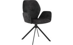 Goossens Eetkamerstoel Hera antraciet velvet stof met armleuning, modern design