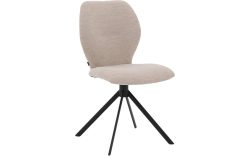 Goossens Eetkamerstoel Hera beige stof leuning, modern design
