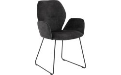 Goossens Eetkamerstoel Hera antraciet velvet stof met armleuning, modern design