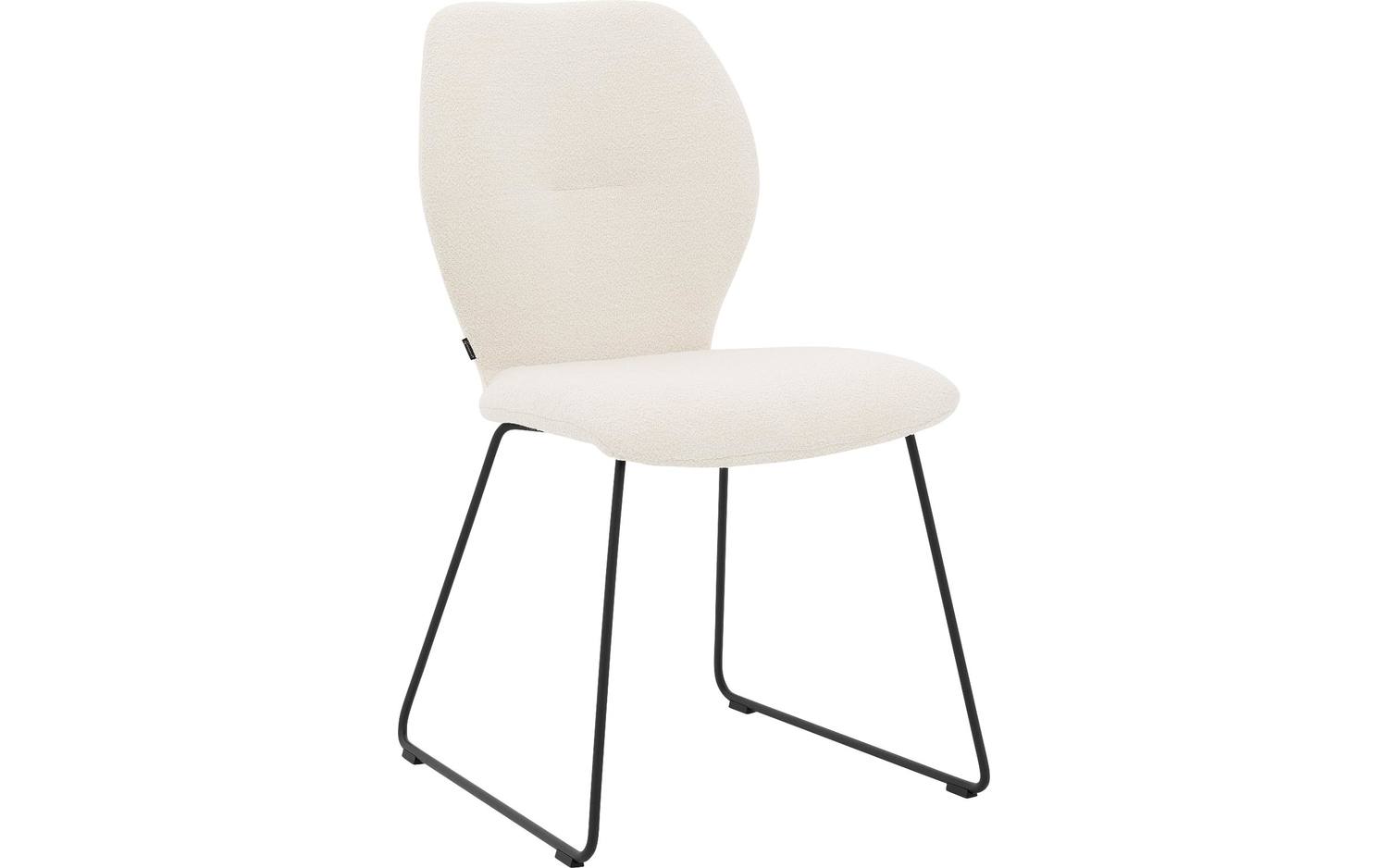 Goossens Eetkamerstoel Hera wit stof leuning, modern design