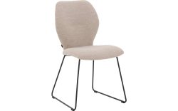 Goossens Eetkamerstoel Hera beige stof leuning, modern design