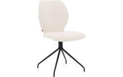 Goossens Eetkamerstoel Hera wit stof leuning, modern design