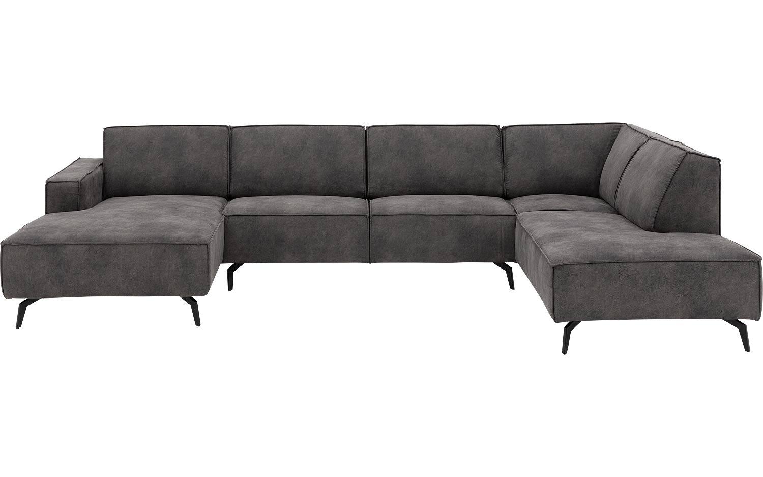 Goossens Hoekbank Hercules donkergrijs, microvezel, 2,5-zits, modern design met ligelement rechts