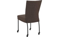 Goossens Eetkamerstoel Funk Zwarte Poten bruin stof leuning en met wielenZwart skater wiel met zwarte kap, modern design