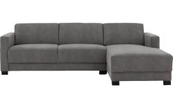 Goossens Bank My Style grijs, microvezel, 2,5-zits, stijlvol landelijk met chaise longue rechts