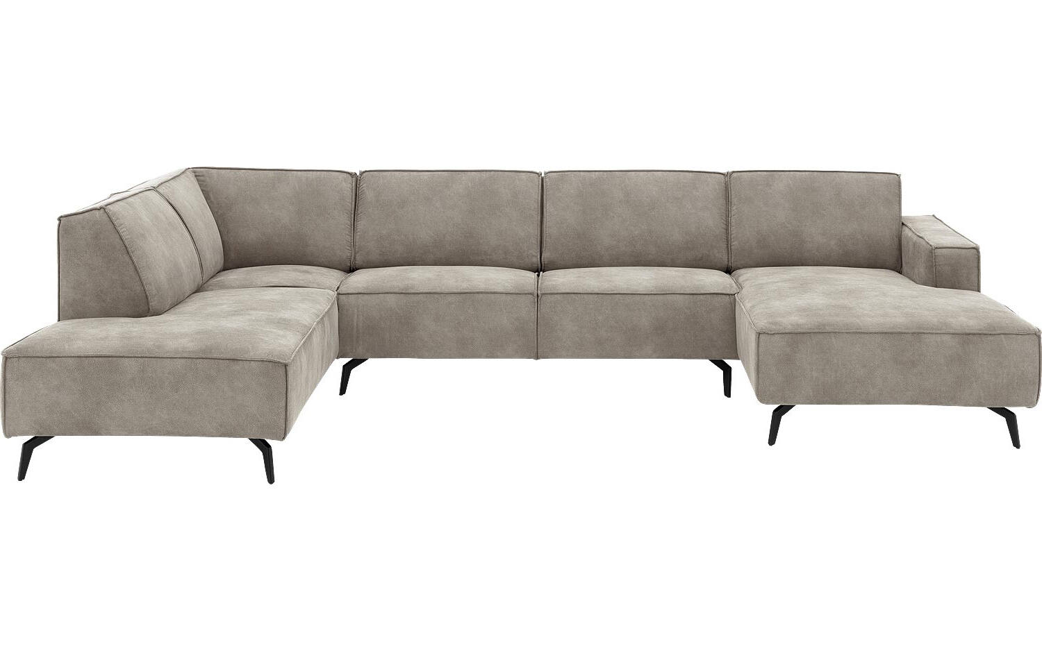 Goossens Hoekbank Hercules grijs, microvezel, 2,5-zits, modern design met ligelement links