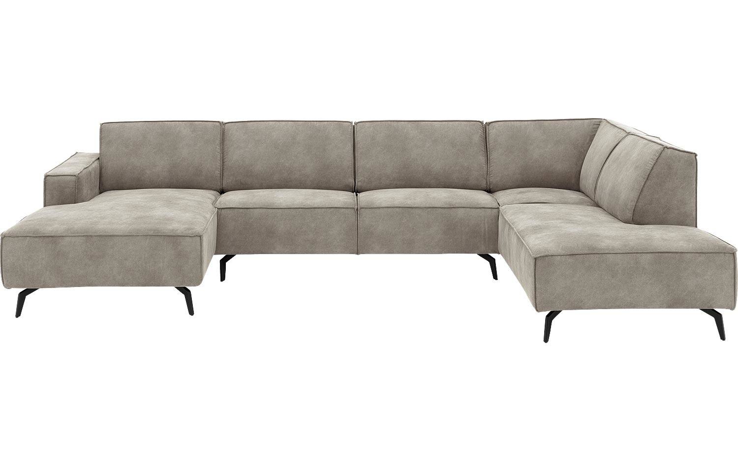 Goossens Hoekbank Hercules grijs, microvezel, 2,5-zits, modern design met ligelement rechts