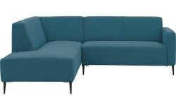 Goossens Bank Key West blauw, stof, 2-zits, modern design met ligelement links