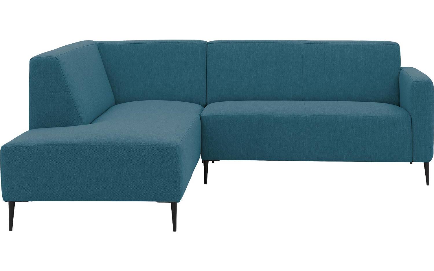 Goossens Bank Key West blauw, stof, 2-zits, modern design met ligelement links