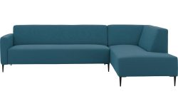 Goossens Bank Key West blauw, stof, 3-zits, modern design met ligelement rechts