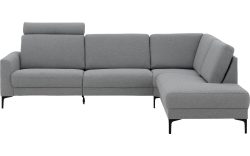 Goossens Hoekbank Dallas lichtgrijs, stof, 1,5-zits, modern design met ligelement rechts