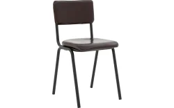 Goossens Eetkamerstoel Chaplin bruin leer leuning, urban industrieel
