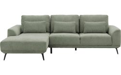 Goossens Excellent Bank Princess Met Elektrisch Uitschuifbaar Zitvlak groen, stof, 2,5-zits, elegant chic met chaise longue links