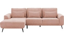 Goossens Excellent Bank Princess Met Elektrisch Uitschuifbaar Zitvlak roze, stof, 2,5-zits, elegant chic met chaise longue links