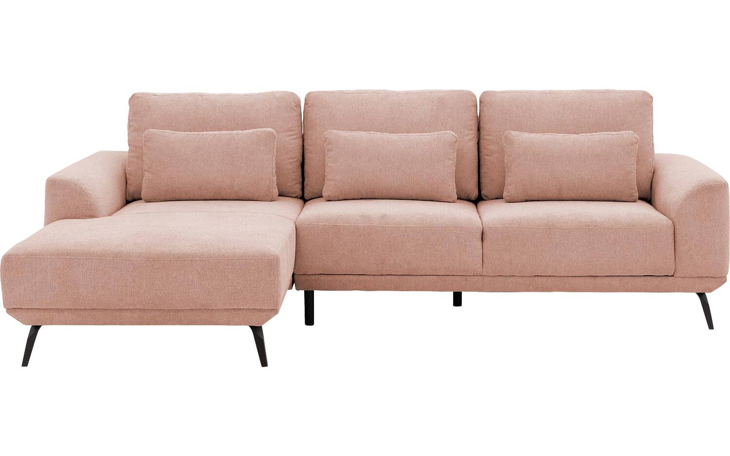 Goossens Excellent Bank Princess Met Elektrisch Uitschuifbaar Zitvlak roze, stof, 2,5-zits, elegant chic met chaise longue links