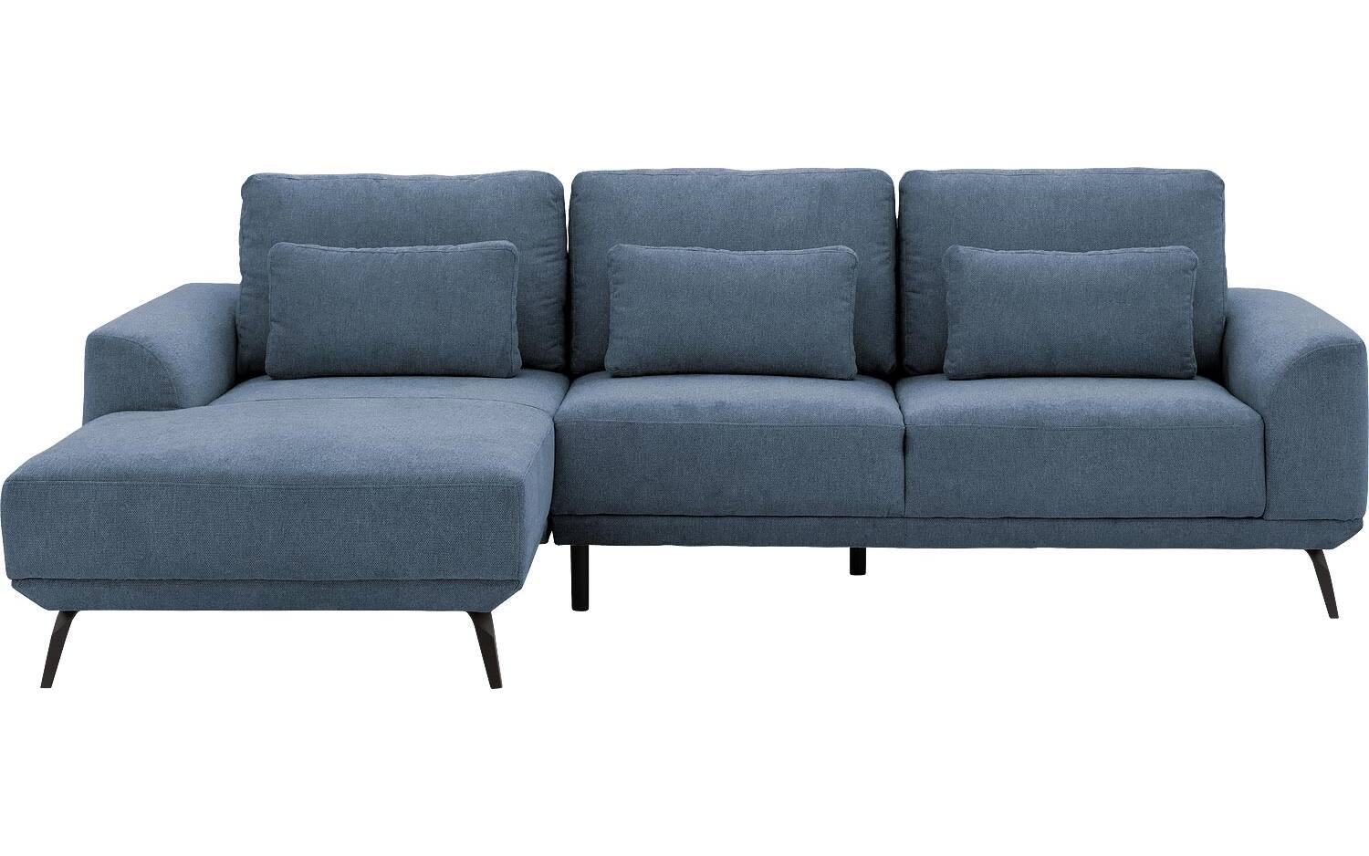 Goossens Excellent Bank Princess Met Elektrisch Uitschuifbaar Zitvlak blauw, stof, 3-zits, elegant chic met chaise longue links