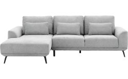 Goossens Excellent Bank Princess Met Elektrisch Uitschuifbaar Zitvlak grijs, stof, 3-zits, elegant chic met chaise longue links