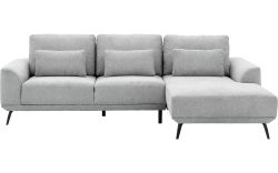 Goossens Excellent Bank Princess Met Elektrisch Uitschuifbaar Zitvlak grijs, stof, 2,5-zits, elegant chic met chaise longue rechts