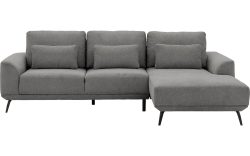 Goossens Excellent Bank Princess Met Elektrisch Uitschuifbaar Zitvlak grijs, stof, 2,5-zits, elegant chic met chaise longue rechts