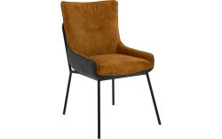 Goossens Excellent Eetkamerstoel Matteo geel stof leuning, elegant chic