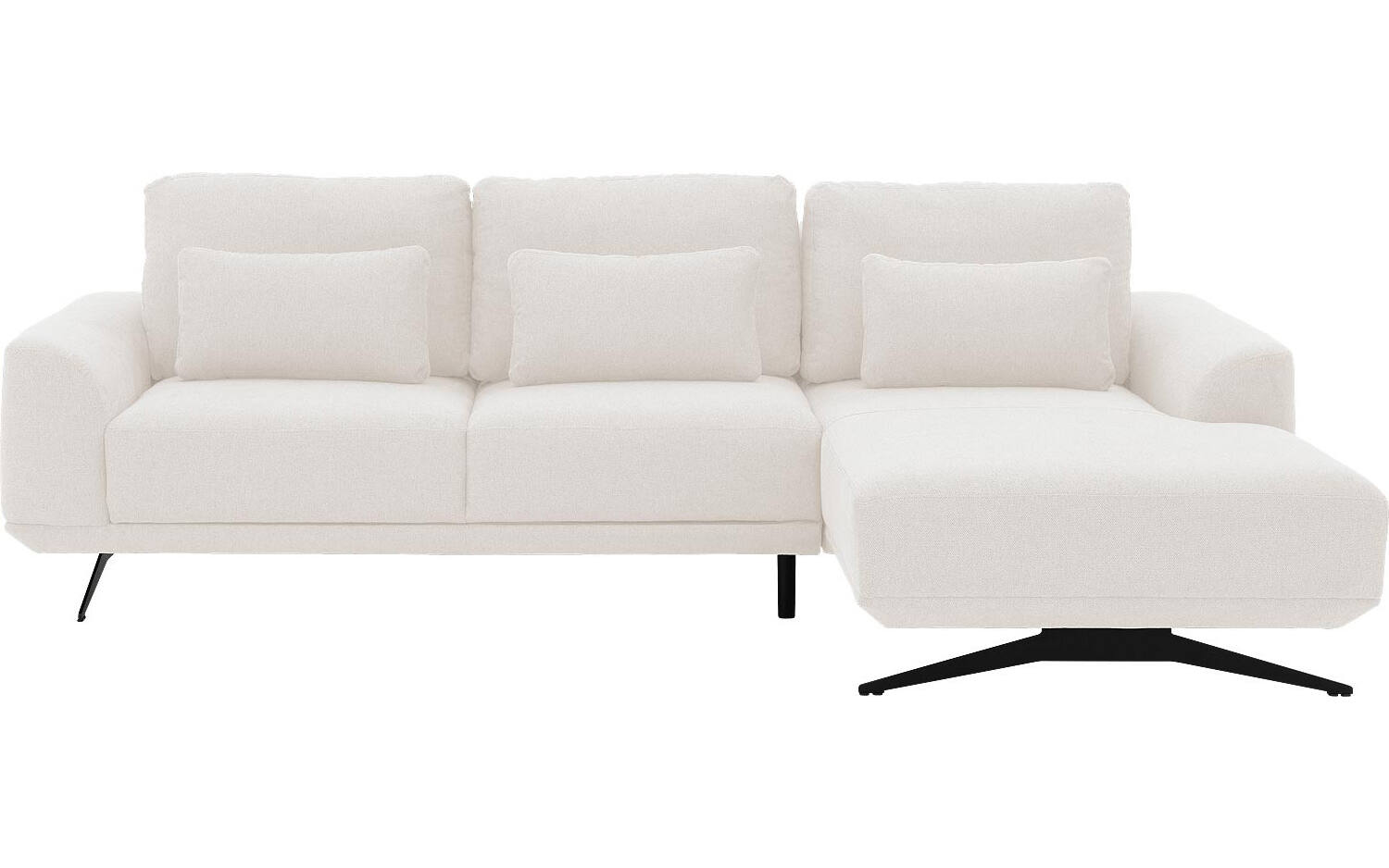 Goossens Excellent Bank Princess Met Elektrisch Uitschuifbaar Zitvlak wit, stof, 2,5-zits, elegant chic met chaise longue rechts