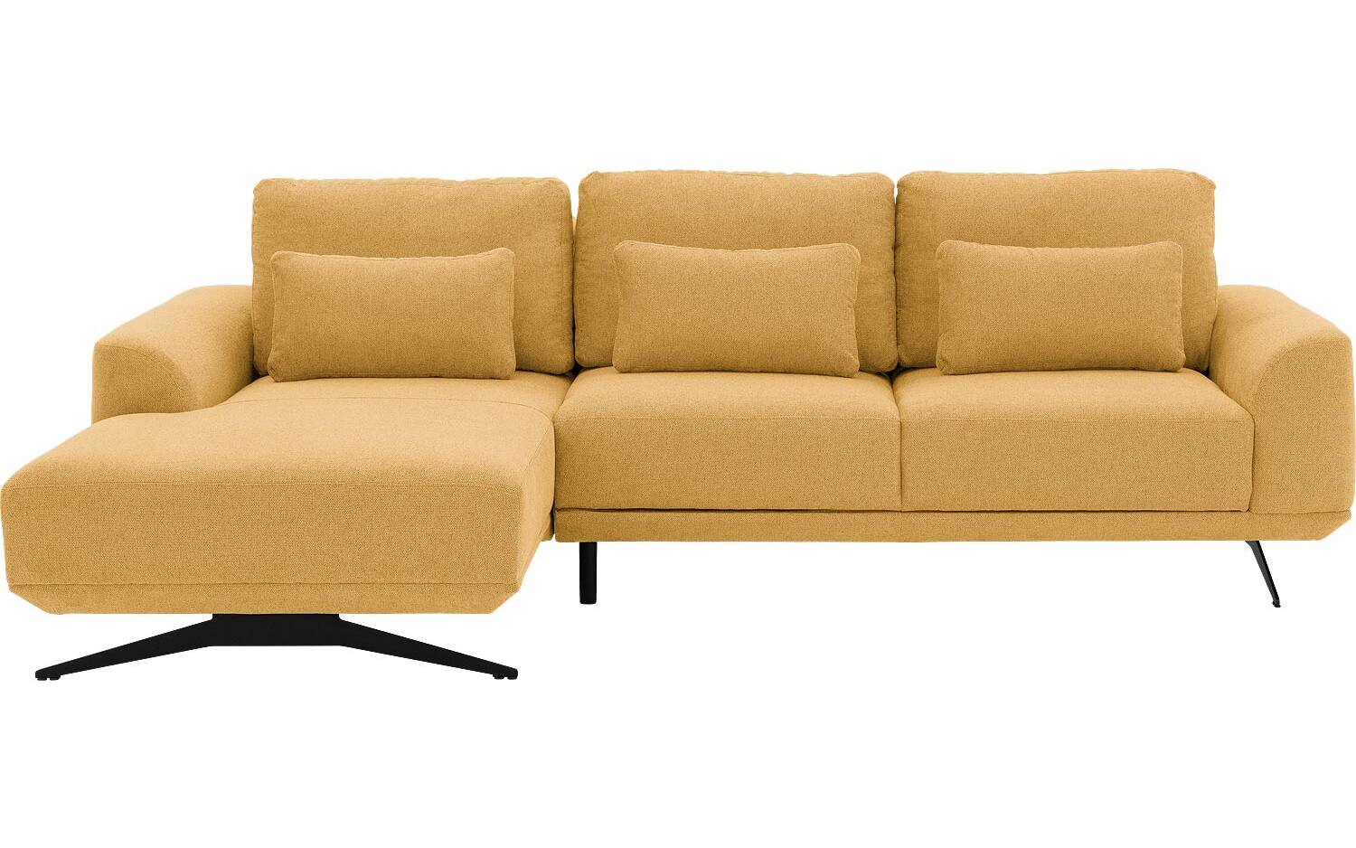 Goossens Excellent Bank Princess Met Elektrisch Uitschuifbaar Zitvlak geel, stof, 2,5-zits, elegant chic met chaise longue links