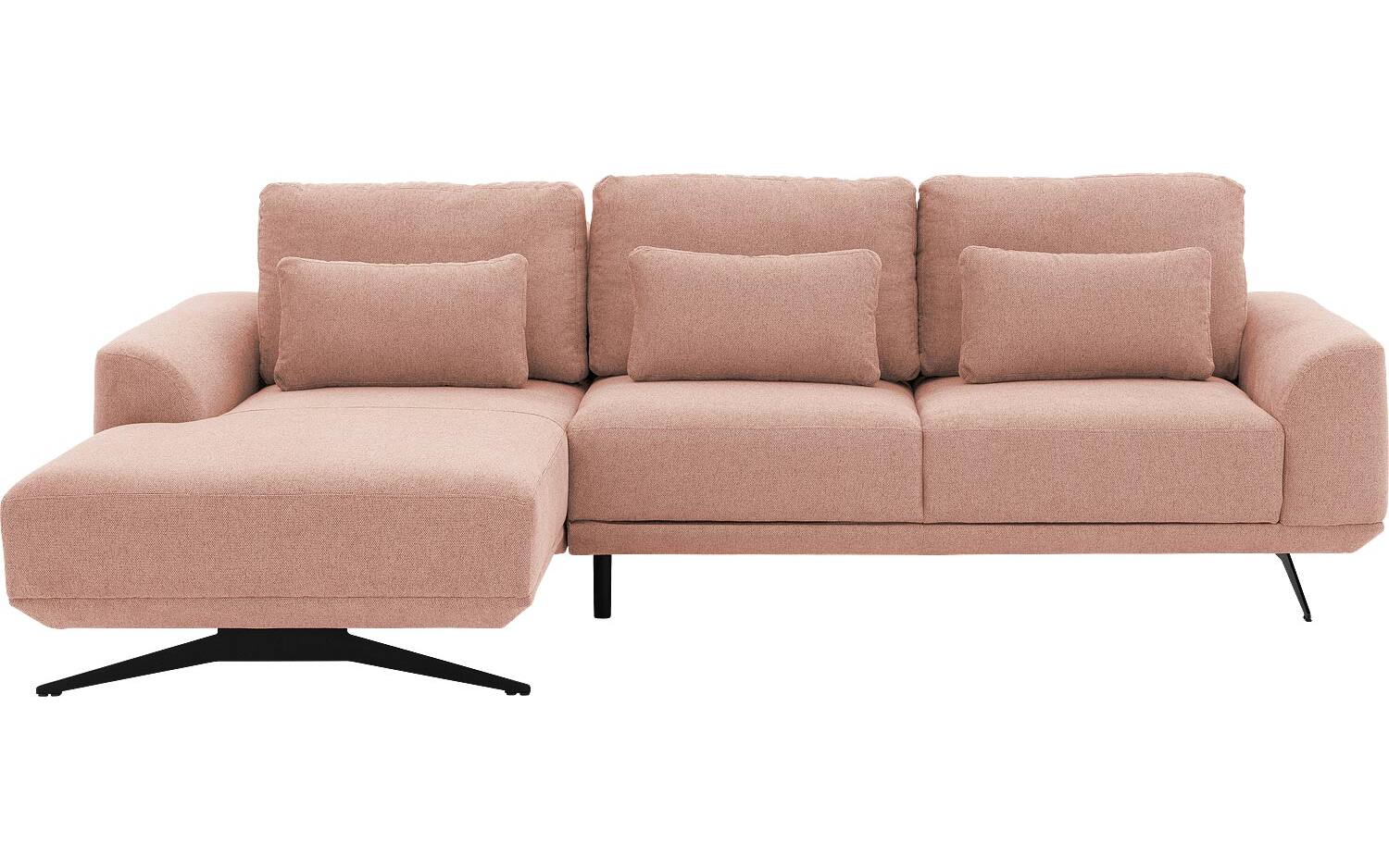 Goossens Excellent Bank Princess Met Elektrisch Uitschuifbaar Zitvlak roze, stof, 2,5-zits, elegant chic met chaise longue links