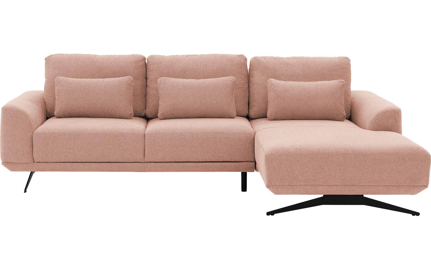 Goossens Excellent Bank Princess Met Elektrisch Uitschuifbaar Zitvlak roze, stof, 2,5-zits, elegant chic met chaise longue rechts