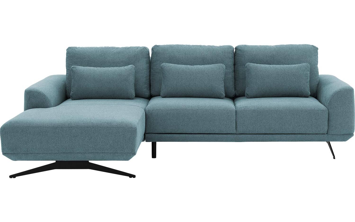 Goossens Excellent Bank Princess Met Elektrisch Uitschuifbaar Zitvlak blauw, stof, 3-zits, elegant chic met chaise longue links