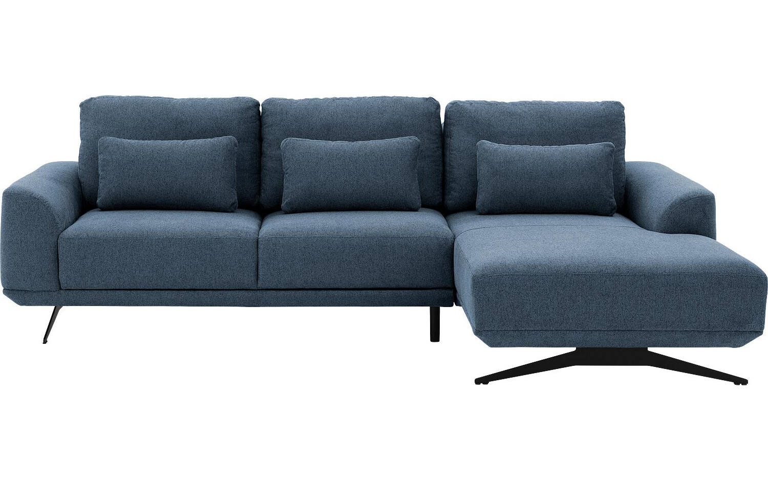 Goossens Excellent Bank Princess Met Elektrisch Uitschuifbaar Zitvlak blauw, stof, 2,5-zits, elegant chic met chaise longue rechts