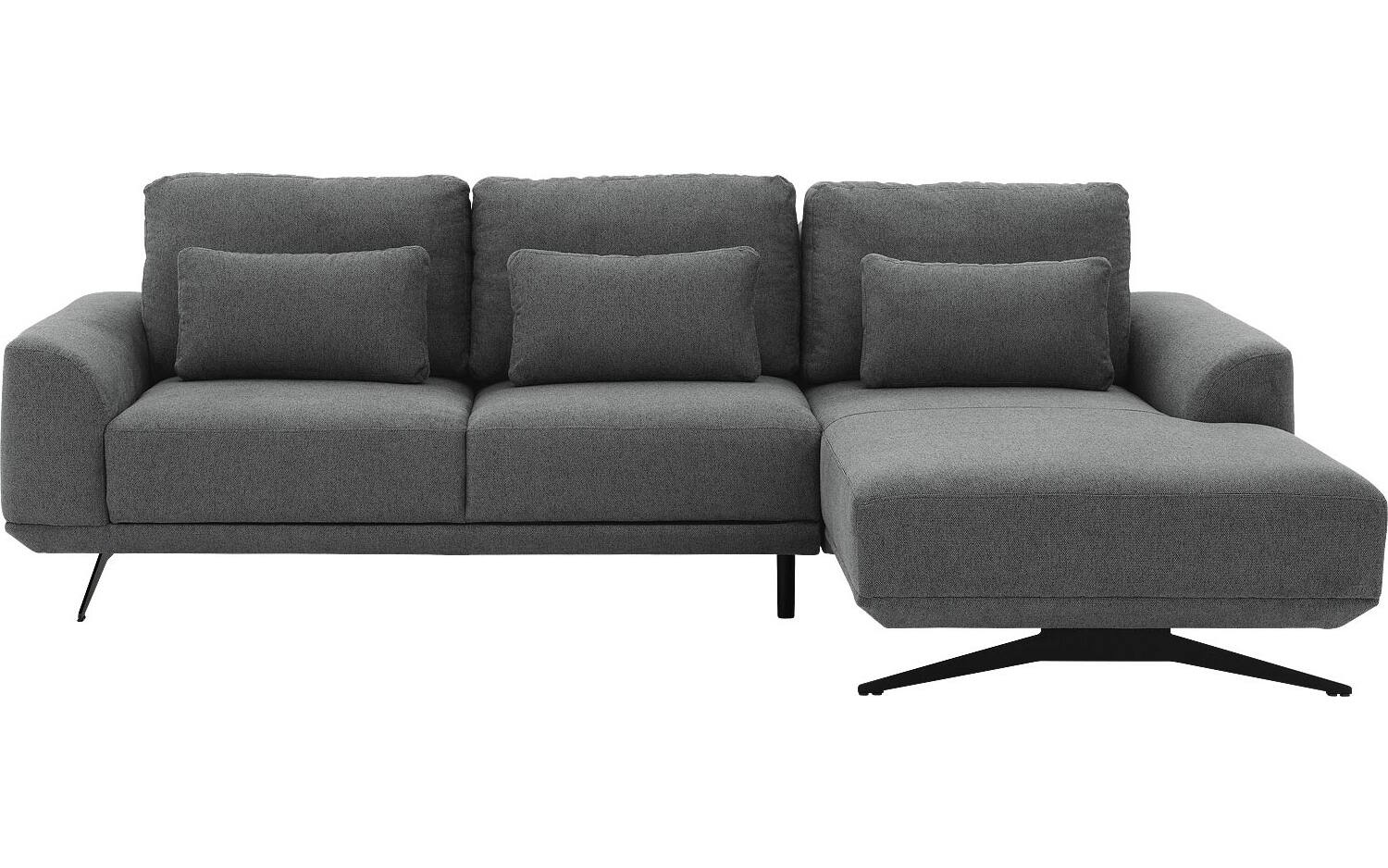 Goossens Excellent Bank Princess Met Elektrisch Uitschuifbaar Zitvlak antraciet, stof, 2,5-zits, elegant chic met chaise longue rechts