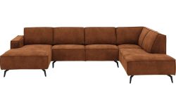 Goossens Hoekbank Hercules bruin, microvezel, 2-zits, modern design met ligelement rechts
