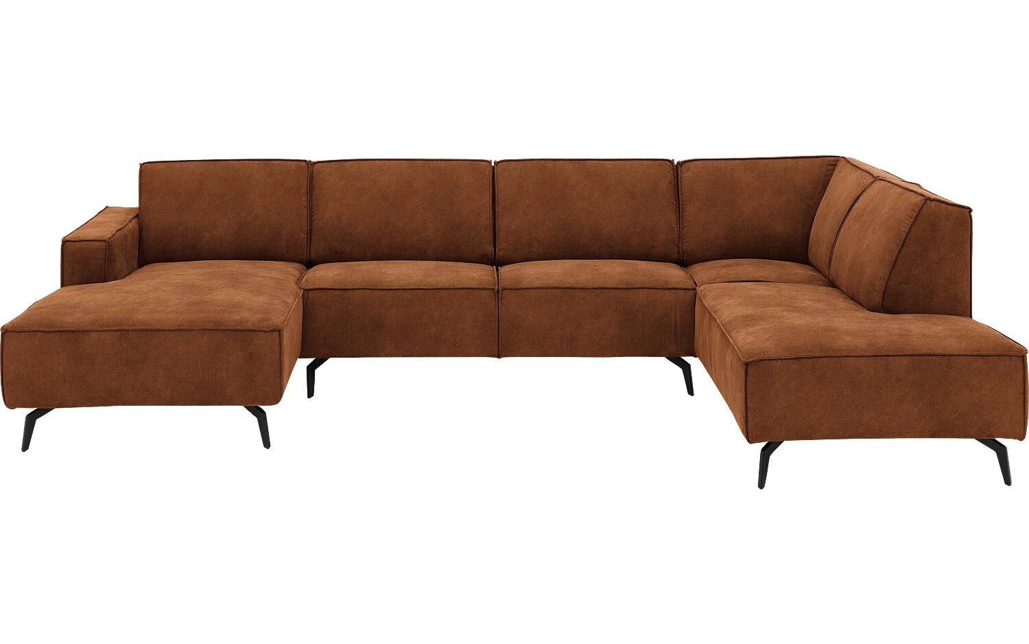 Goossens Hoekbank Hercules bruin, microvezel, 2-zits, modern design met ligelement rechts