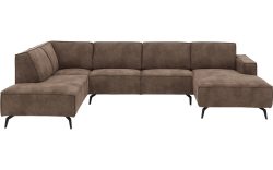 Goossens Hoekbank Hercules bruin, microvezel, 2-zits, modern design met ligelement links