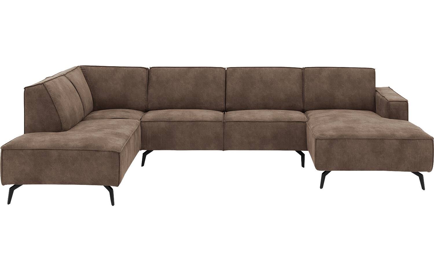 Goossens Hoekbank Hercules bruin, microvezel, 2-zits, modern design met ligelement links